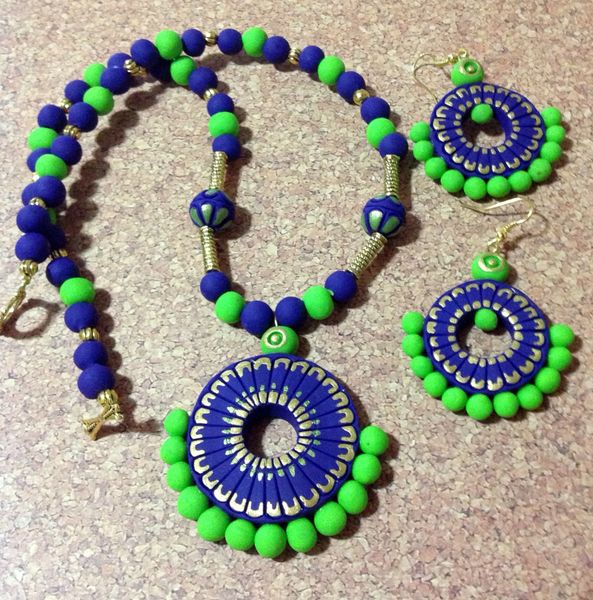 Terracotta Chakra Pendant in Blue and Green!!!