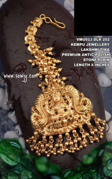 Big Size Lakshmi Gold Finish Pendant Tikka with Gold Ghungroos!!!