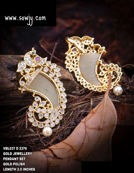 Tiger Nail Peacock AD Stone Pendant- Design1!!!