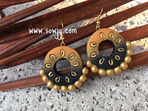 Chandbali Clay Earrings in Double Shades of GOLD AND BLACK!!!!
