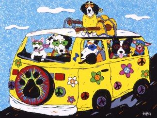 Woofstock - Dogs In Hippie VW Bus