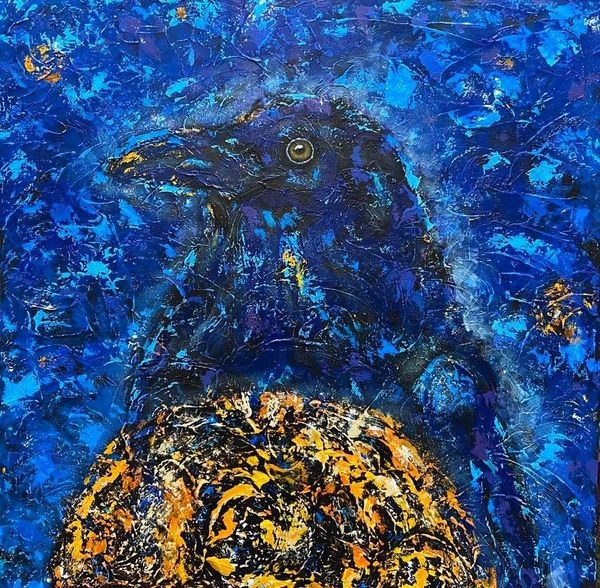 The Messenger - Raven, Crow - METAL PRINT SIZE 12" SQ.