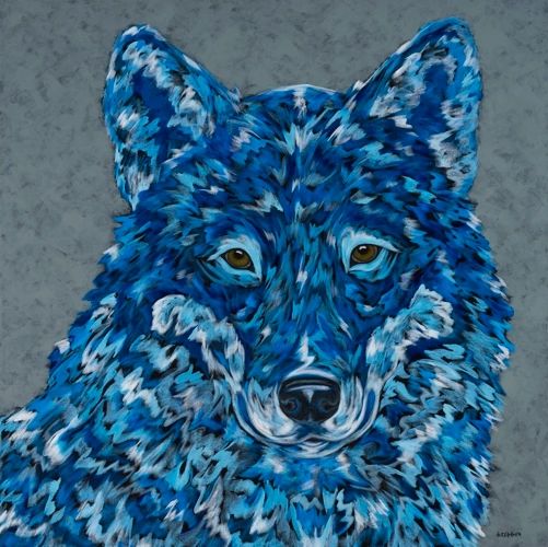 The Blue HEALER - Wolf METAL PRINT Size 10" x 10"