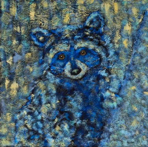 Little Bandit - Raccoon METAL PRINT SIZE 16" X 16"