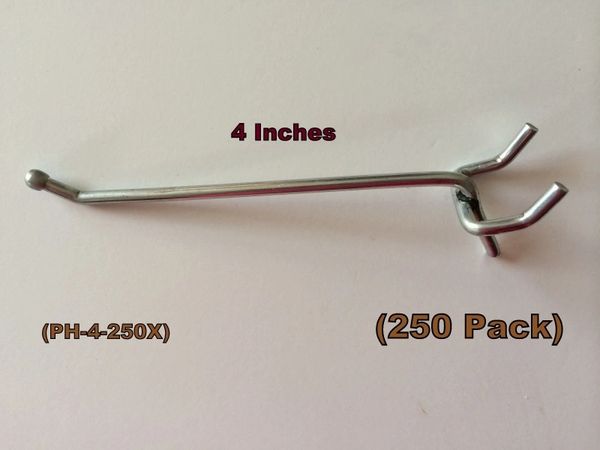Garage kit 4 Inch All Metal Peg Hooks 1/8 to 1/4" Pegboard Slatwall 20 PACK 