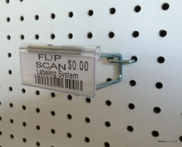 10 PACK 1.25 X 2 inch Flip Label Holder for Flip Scan Pegboard Hooks.USA Made 