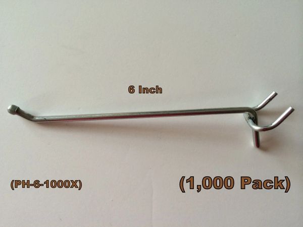 6 Inch Glass-Fiber Filled Plastic Peg Hooks for 1/8" & 1/4" Pegboard 1000 PACK 