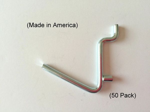 2 Inch All Metal Peg Hooks 1/8 to 1/4 50 Pack