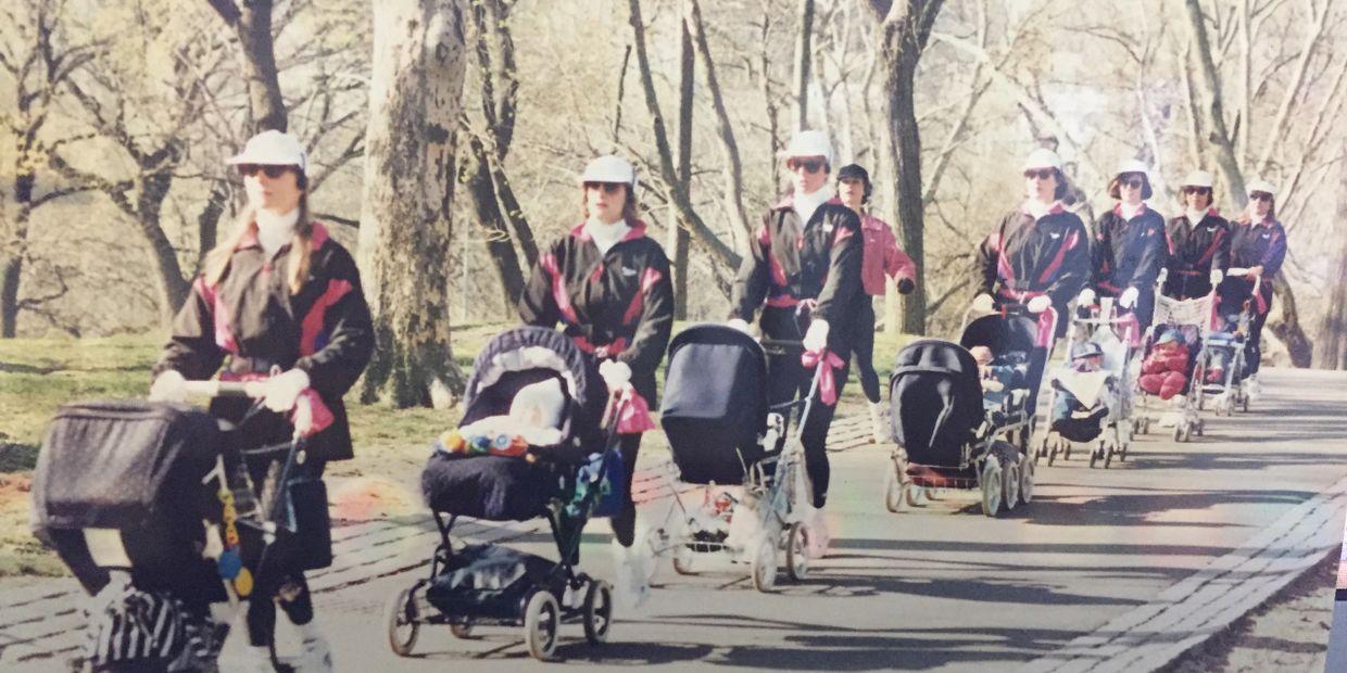 Strollercize the original stroller fitness program for New Moms using a stroller.