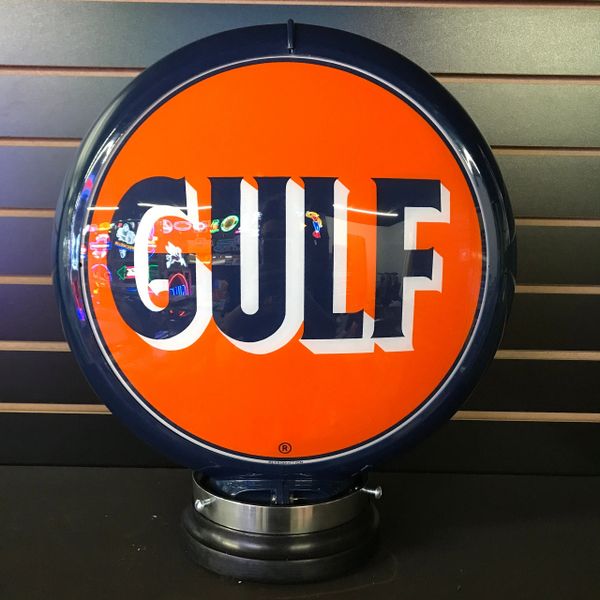 Gulf Gas Pump Globe WITH LIGHT BASE Gulf Gasoline Advertising Gas Pump