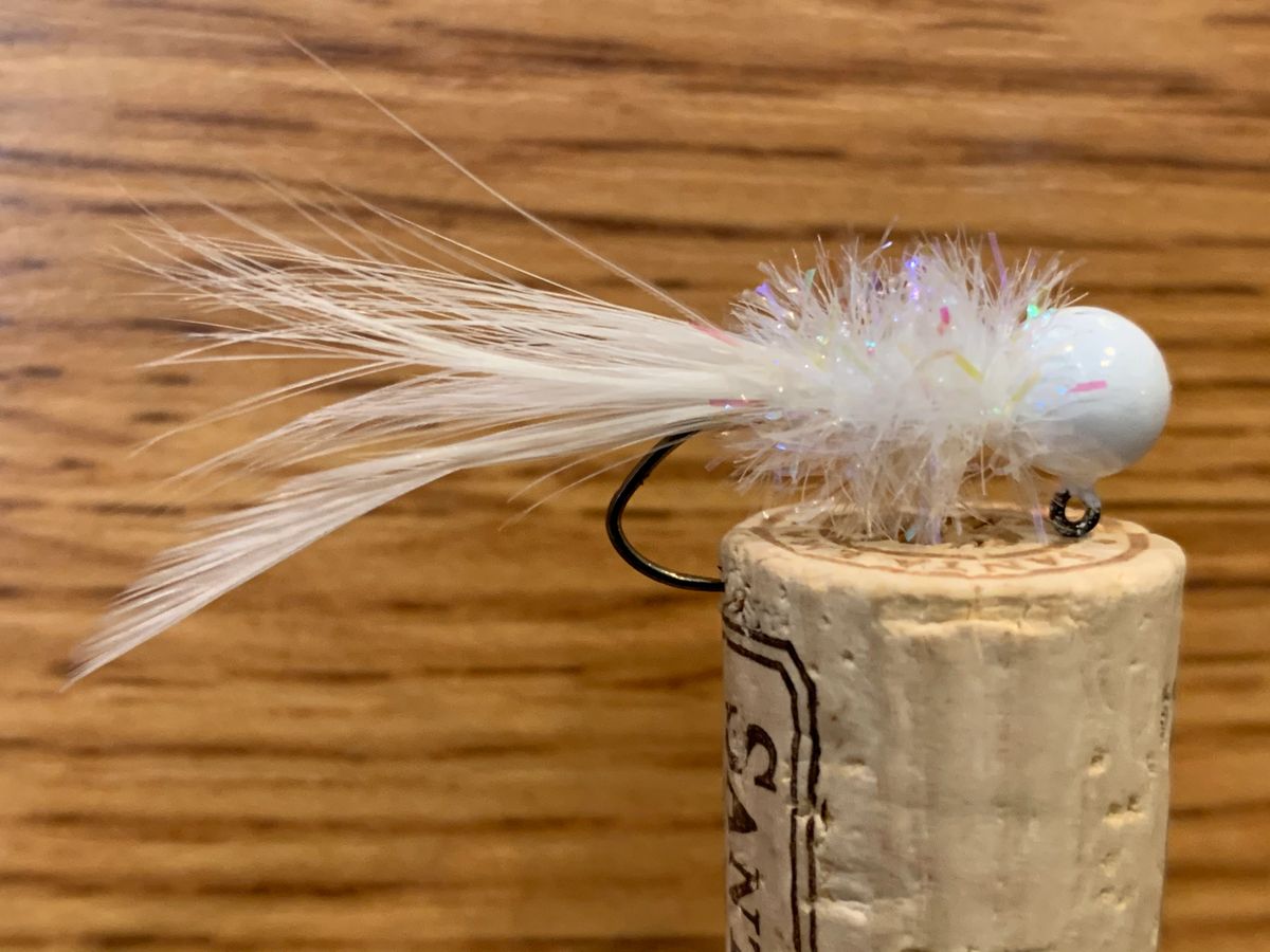 Custom Hand Tied 1//64 Mylar jig Bream Crappie Trout C//Pink//Pearl