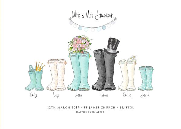 Personalised 2024 wedding wellies