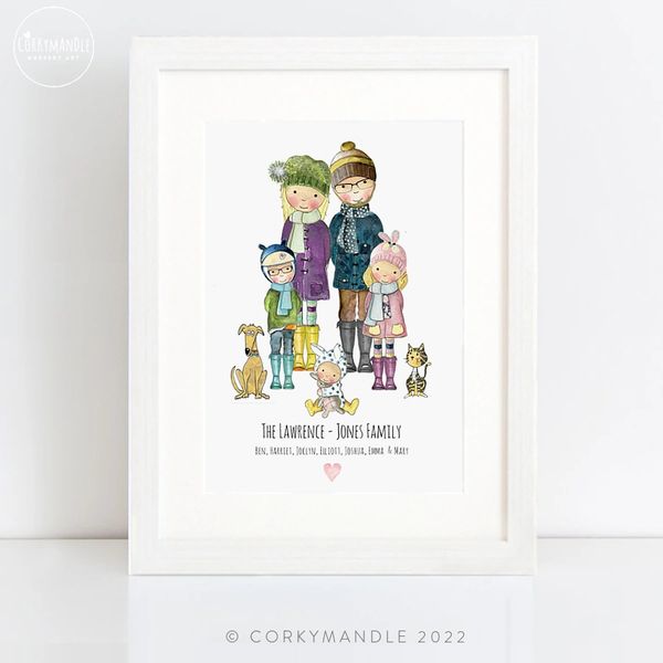 Welly Tots Personalised family name portrait print | Family & nursery art  prints -personalised welly boot family print
