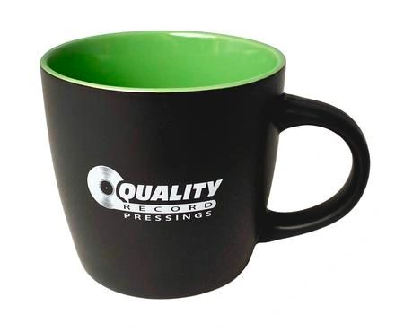 QUALITY RECORD PRESSINGS BLACK LIME GREEN COFFEE MUG