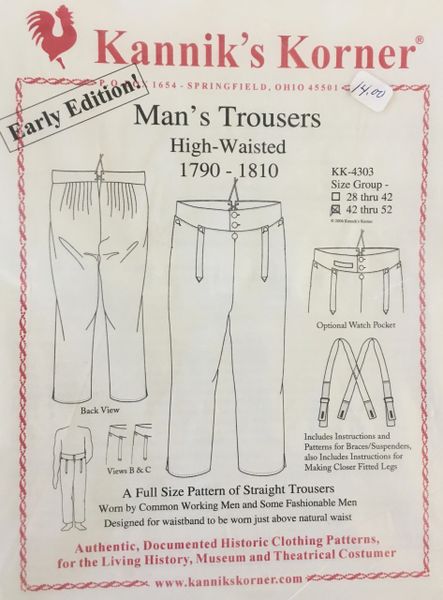 Man's Trousers High-Waisted 1790-1810 (KK4303)