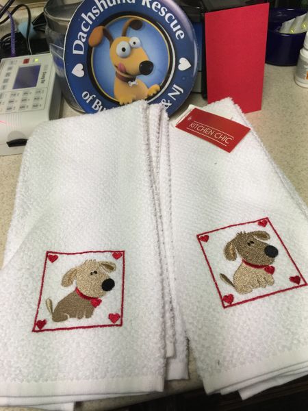 Whimsical Valentines Dachshund Tea Towel Set C