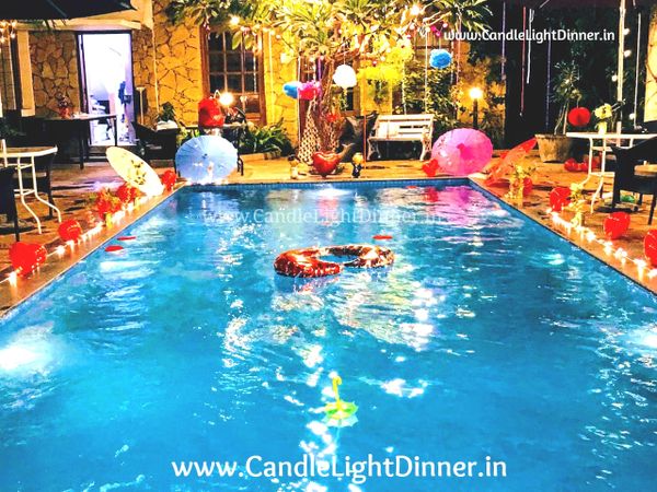 Romantic Poolside Candle Light Dinner in Ahmedabad | Candle Light Dinner