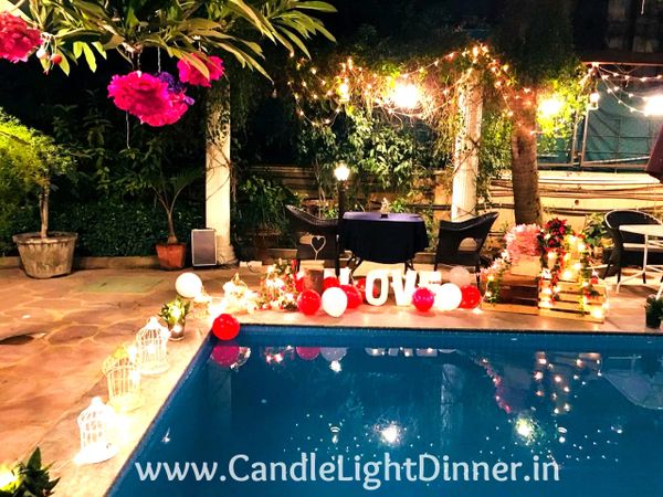 Poolside Candle Light Dinner in Ahmedabad | Candle Light Dinner