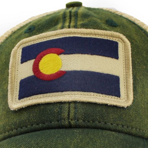 Colorado Flag Patch Trucker Hat, Green S.L. Revival Co Americana