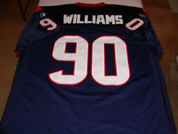 #90 MARIO WILLIAMS Houston Texans NFL DE Blue Throwback Jersey | Lone ...