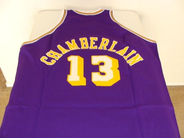 #13 WILT CHAMBERLAIN Los Angeles Lakers NBA Center Purple Throwback ...