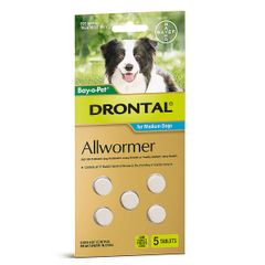 Drontal All Wormer 3 - 10kg Tablets For Dogs 5 pack