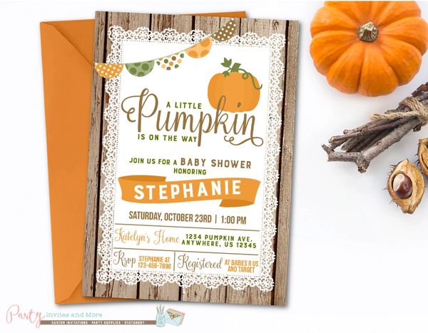 Pumpkin Baby Shower Invitation Fall Baby Shower Party Invites And