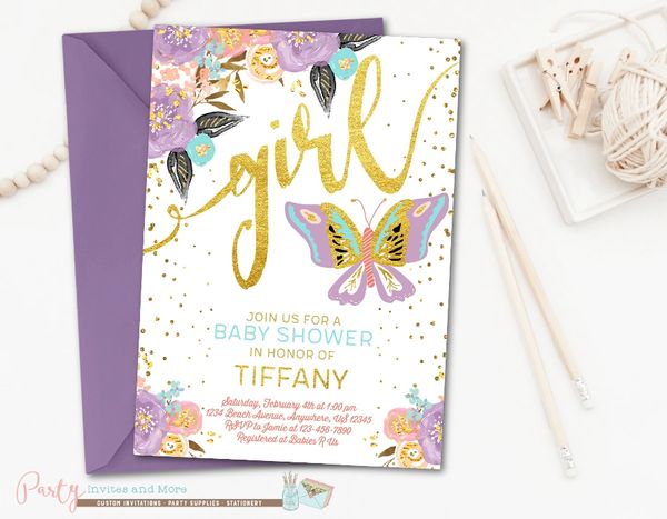 Butterfly Invitation Butterfly Baby Shower Invitation Party