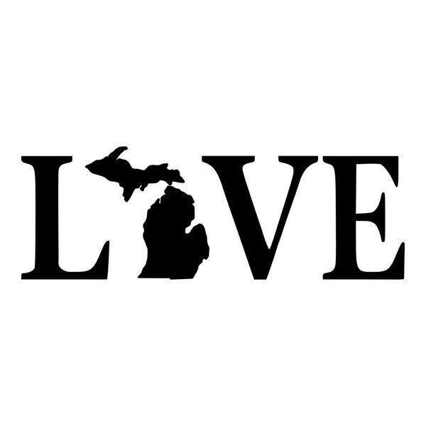 Love Text Michigan Vinyl Car Decal | Michigan Decals ...