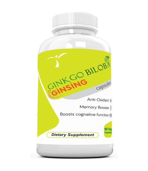 GINSENG WITH GINKGO BILOBA 500mg 90 Veg Capsules dietary
