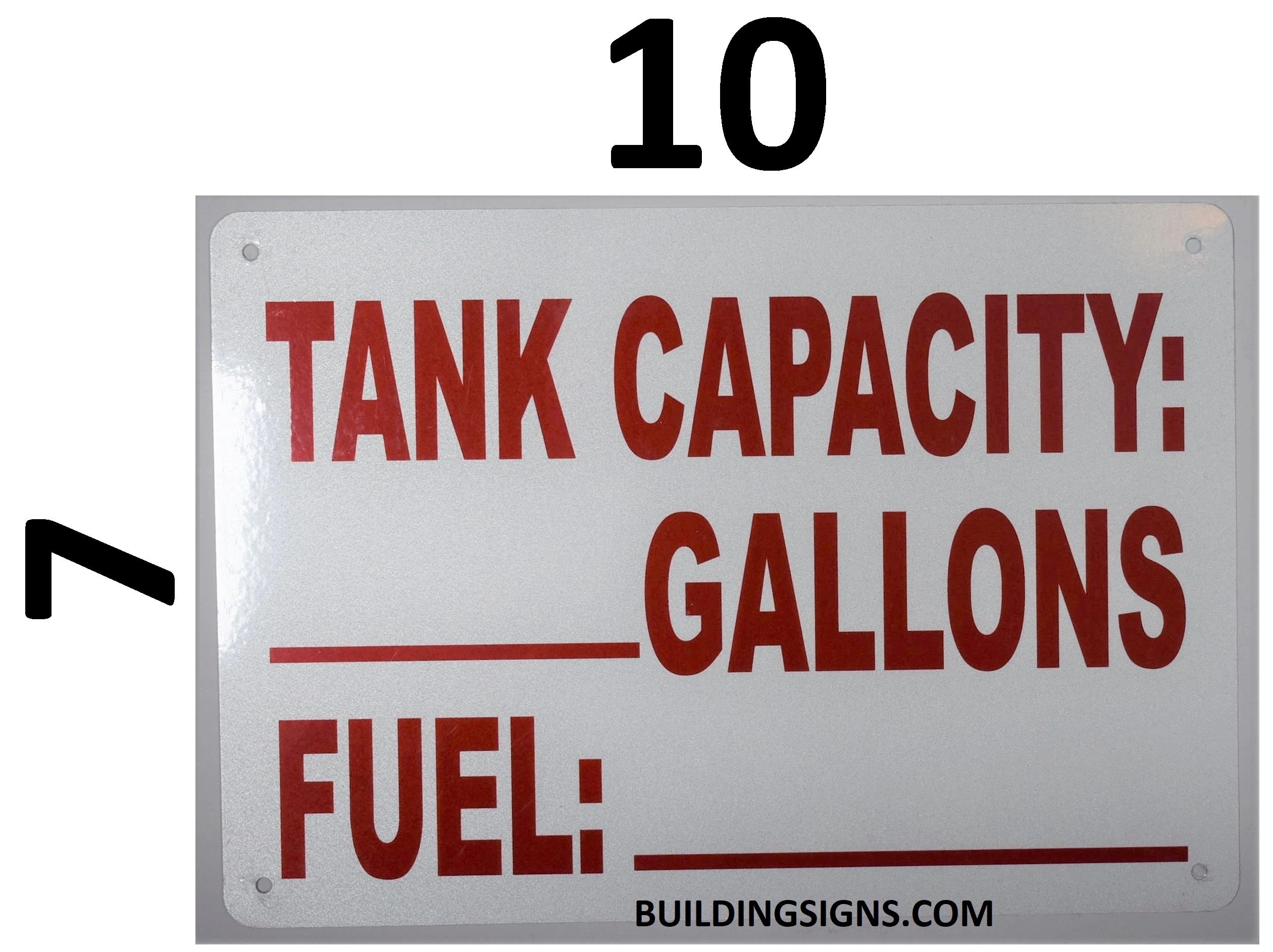 HPD SIGNS: TANK CAPACITY SIGN (ALUMINUM HPD SIGNS FOR USE IN NYC)