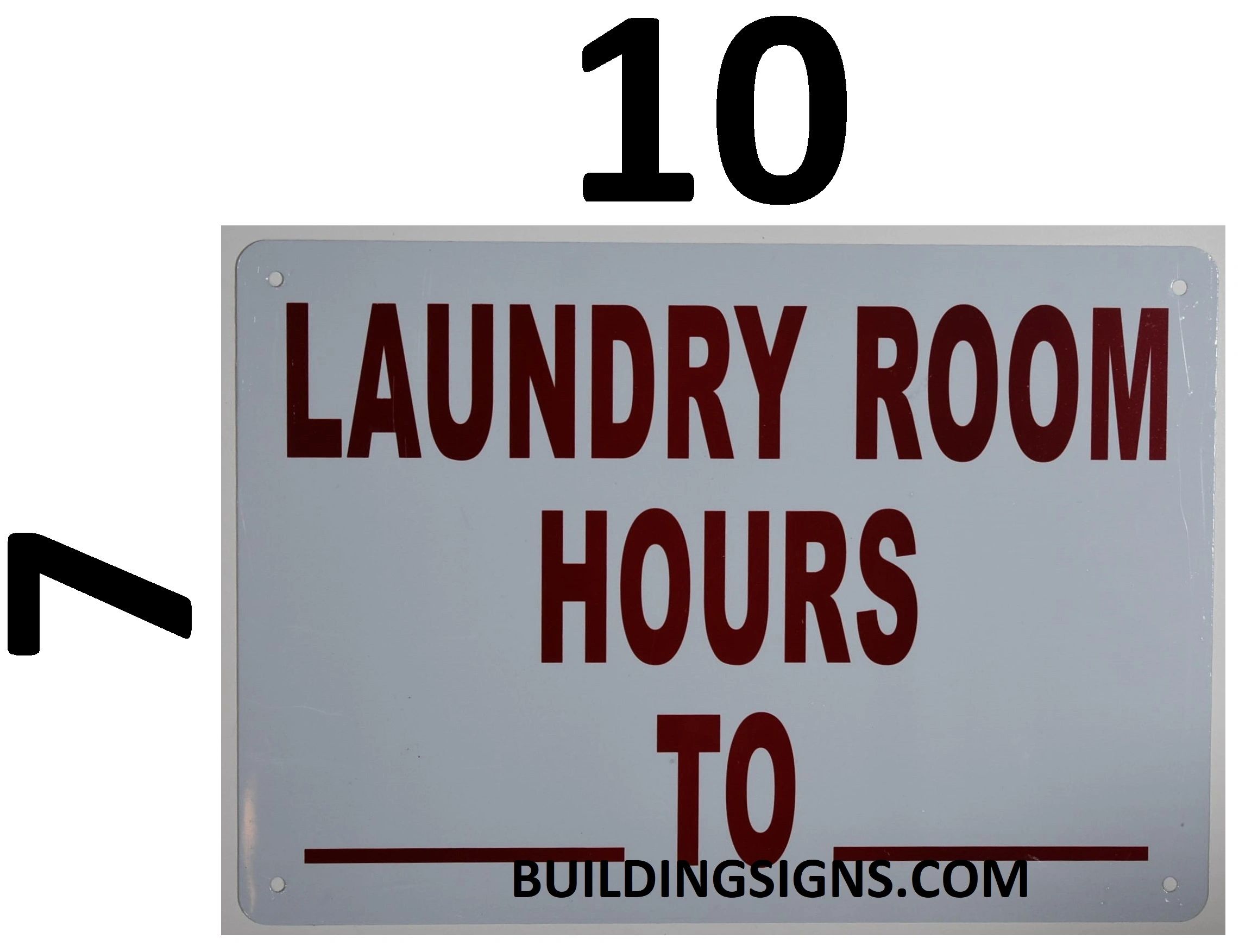 HPD SIGNS LAUNDRY ROOM BUSINESS HOURS SIGN (ALUMINUM HPD SIGNS)  HPD