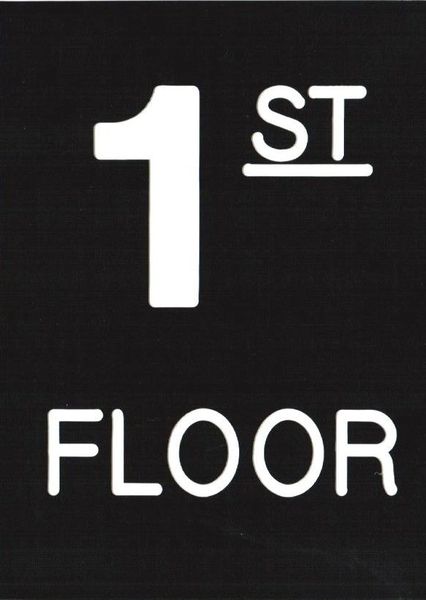 Floor number 1 sign Engraved Plastic | HPD SIGNS -THE OFFICIAL STORE