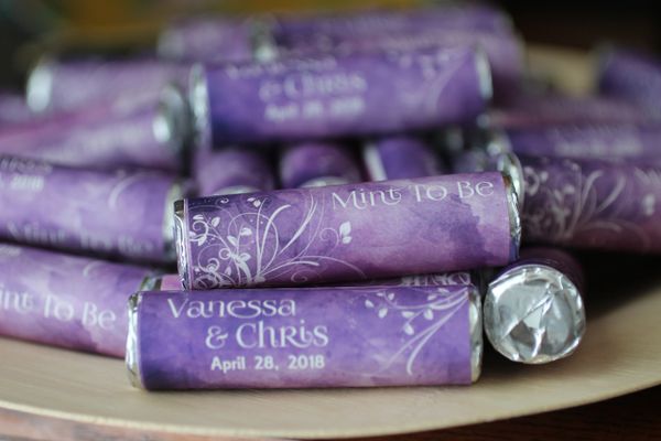 Purple Wedding Favors Personalized Mints Gold Wedding Mints