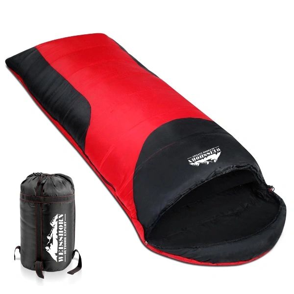 Camping Envelope Sleeping Bag Single Red Black