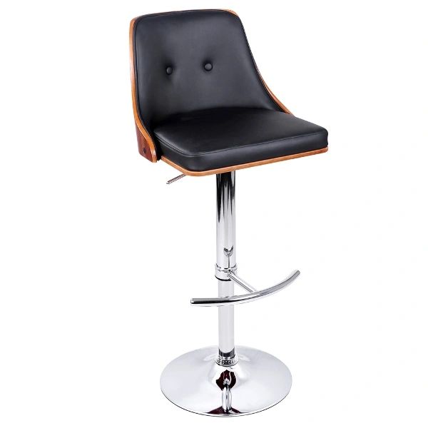 PU Leather Wooden Bar Stool Black