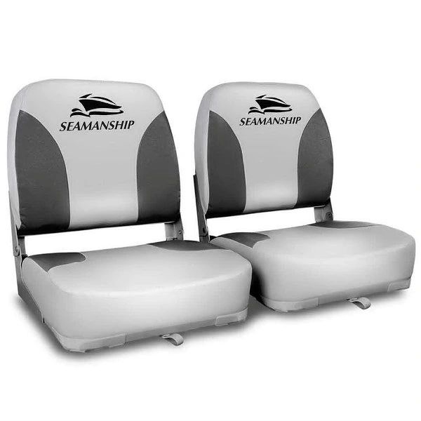 Set of 2 Swivel Folding Marine Boat Seats Grey Black