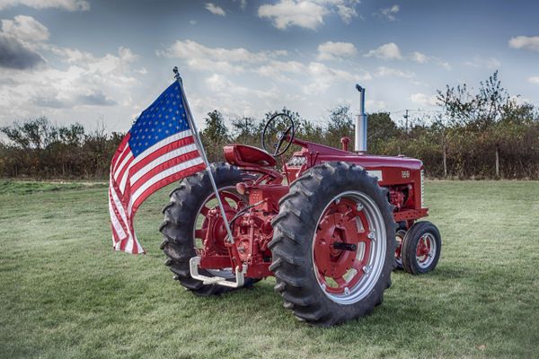 30 frame x 40 inches American Flag 30 Island Long x with  Framed Tractor 40