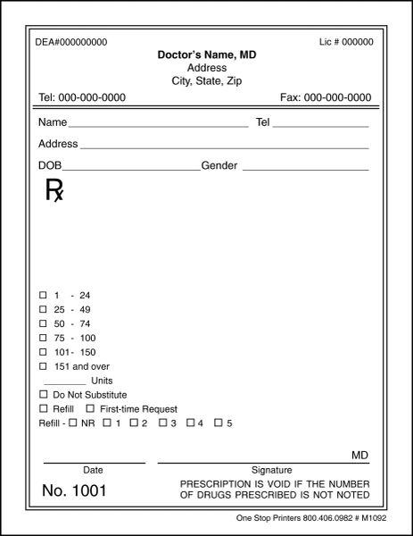 Blank Rx Doctors Note