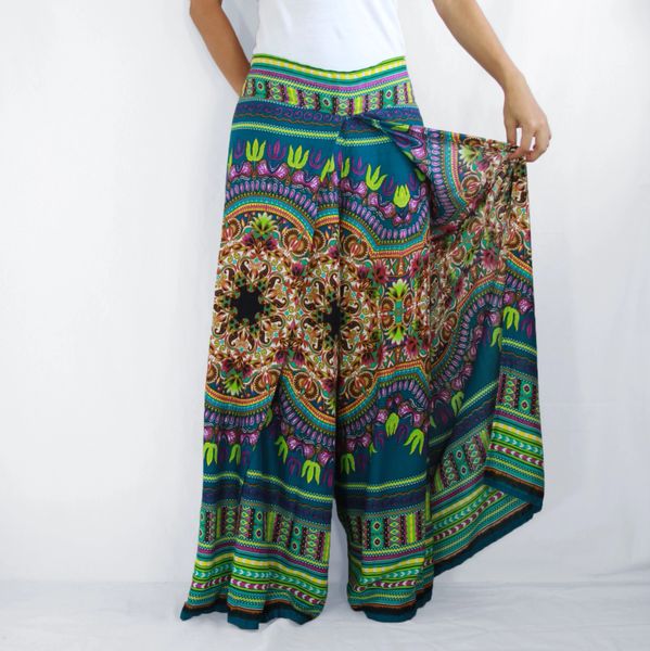 Women Loose Comfy Wide Leg Palazzo Pants in Colorful Neon Green ...