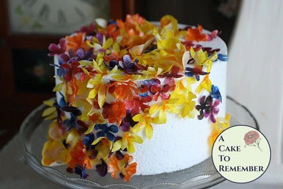 50 Wafer Paper Flowers And Leaves For Cake Decorating And