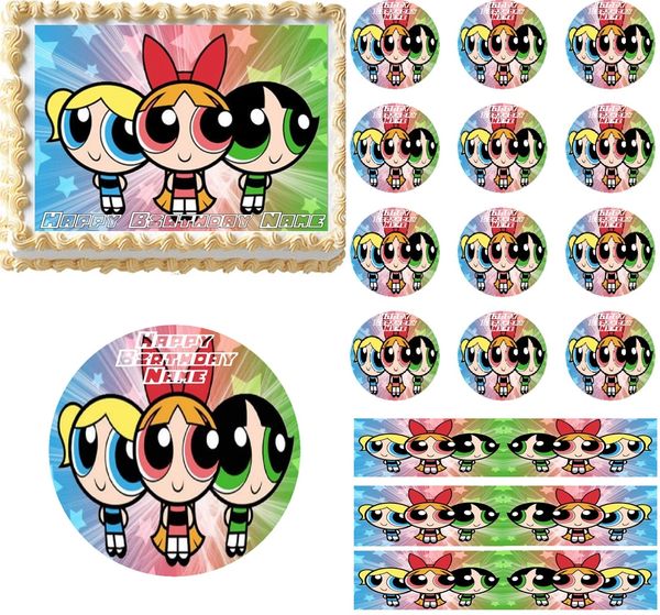 The Powerpuff Girls Edible Cake Topper Image Cupcakes Cookies Powerpuff