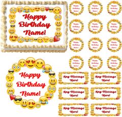 Emoji Edible Party Images - emojis border emoticons edible cake topper image frosting sheet cake decoration