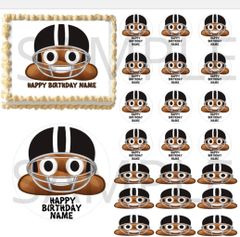 Emoji Edible Party Images - football poop emoji edible cake topper image cupcakes poop helmet football cake