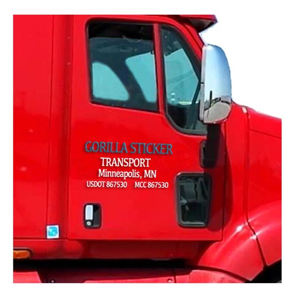 Semi truck door decals dot numbers Gorilla Sticker