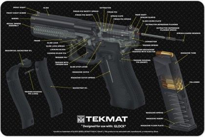 GLOCK 17 9mm PISTOL 3D CUT-AWAY TEKMAT - COLOUR SCHEMATIC ... glock 19 parts diagram 