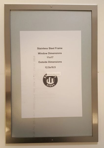 NYC ELEVATOR CERTIFICATE FRAME STAINLESS STEEL 11 x 17 