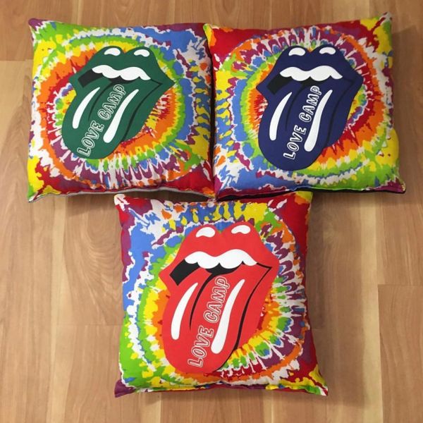 Tie Dye Rolling Stones Inspired Camp Pillow Simply Hip