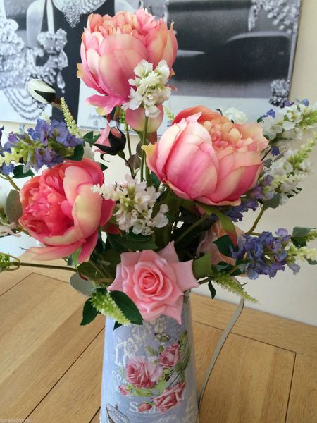 EXTRA LARGE SHABBY CHIC PEONY, ROSE & PHYSOSTEGIA ...