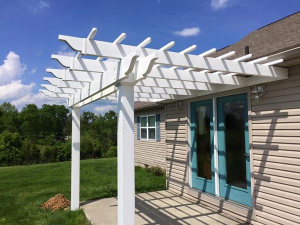 White Classic Attached Vinyl Pergola Kit 12' wide x 10' projection ...